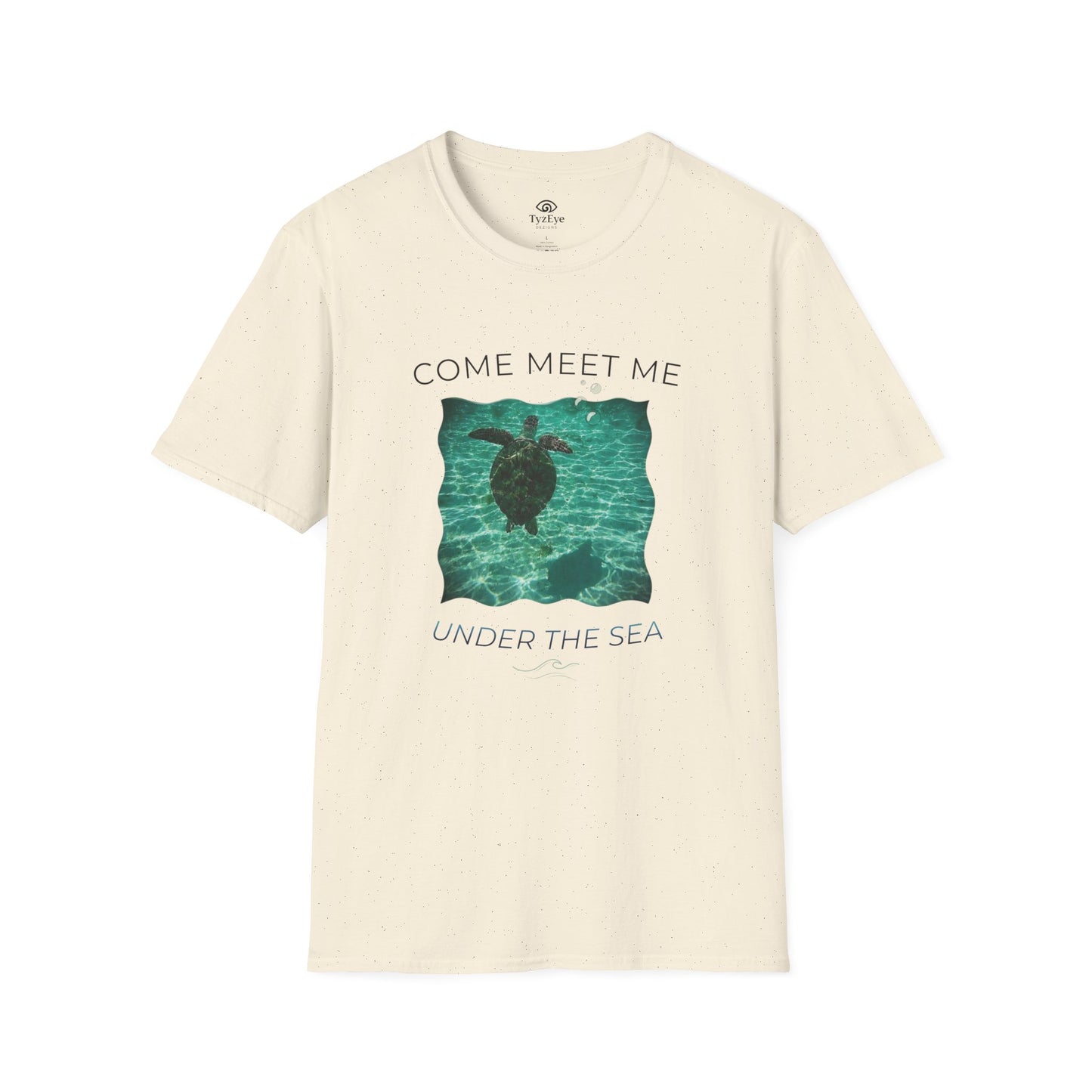 Adult Unisex Aquatic Sea Turtle 'Come Meet Me Under the Sea' Jersey Short Sleeve Tee (Additional Colors)