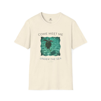 Adult Unisex Aquatic Sea Turtle 'Come Meet Me Under the Sea' Jersey Short Sleeve Tee (Additional Colors)