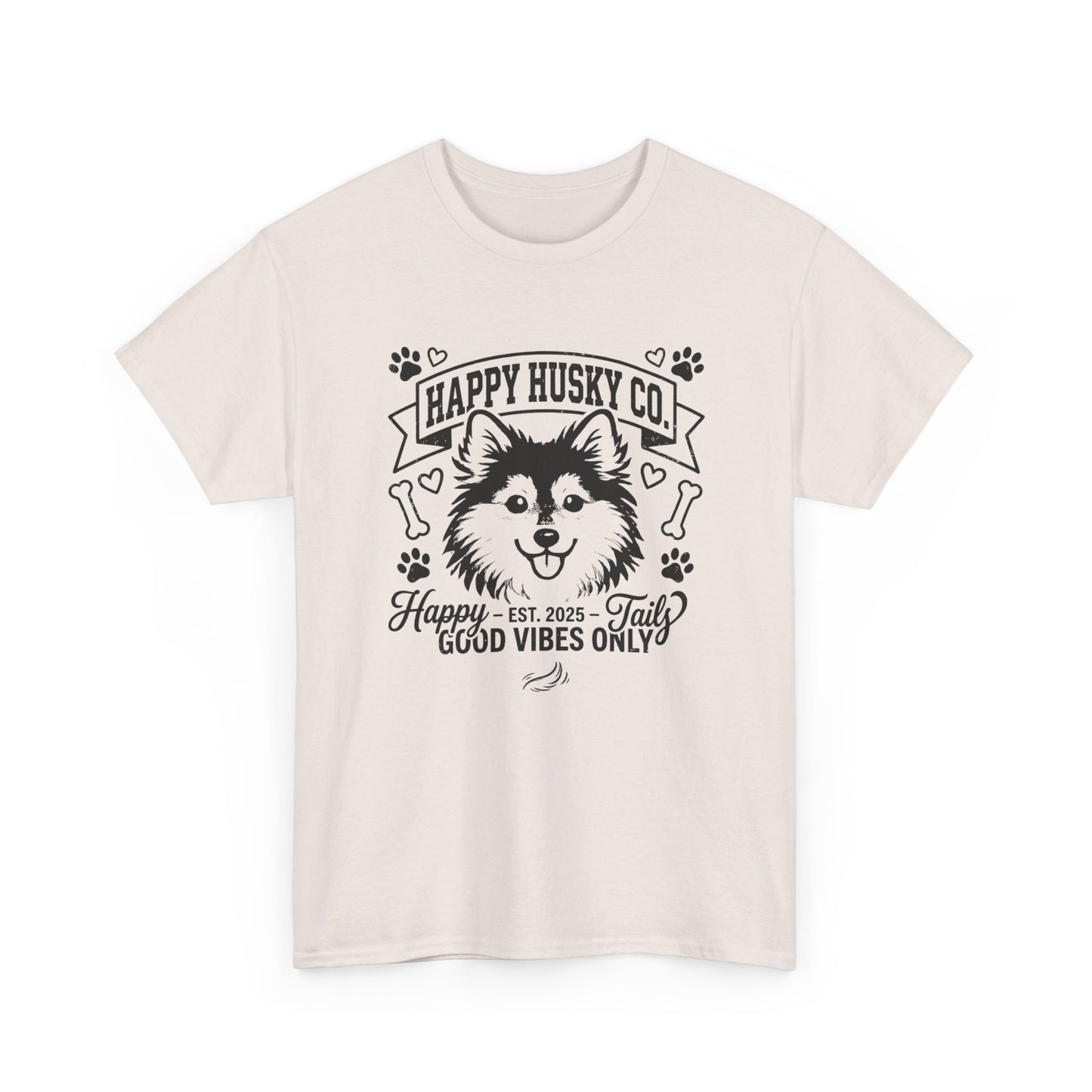 Unisex Adult Happy Husky Co. 'Happy Tails, Good Vibes Only' Graphic Tee (Additional Colors)