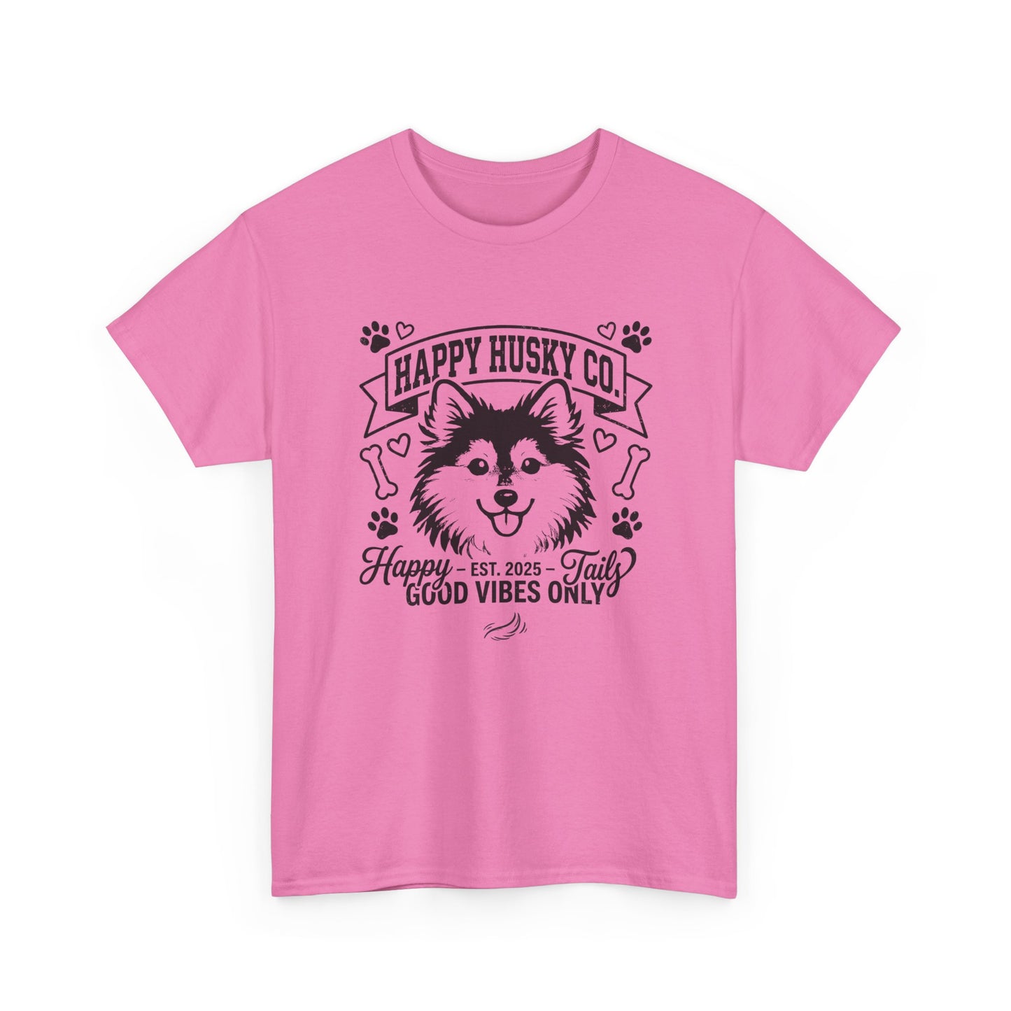 Unisex Adult Happy Husky Co. 'Happy Tails, Good Vibes Only' Graphic Tee (Additional Colors)