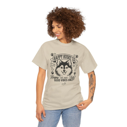 Unisex Adult Happy Husky Co. 'Happy Tails, Good Vibes Only' Graphic Tee (Additional Colors)