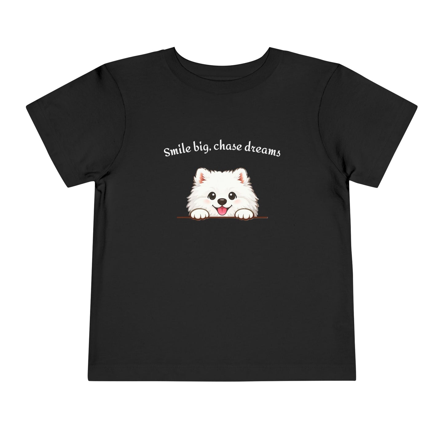 Unisex Toddler Tee 'Smile Big, Chase Dreams' Cute Fluffy Samoyed Puppy Design (Additional Colors)