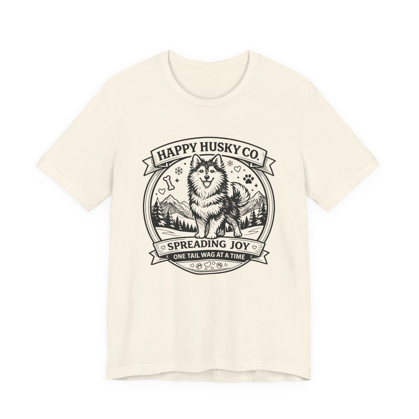 Unisex Happy Husky Co. Design T-Shirt — 'Spreading Joy One Tail Wag At A Time' Graphic Tee (Additional Colors)