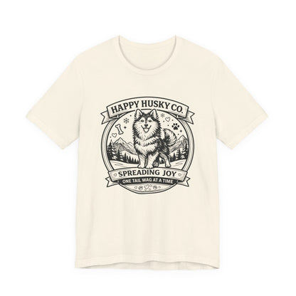 Unisex Happy Husky Co. Design T-Shirt — 'Spreading Joy One Tail Wag At A Time' Graphic Tee (Additional Colors)