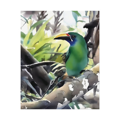 Nature-Inspired Colorful Tropical Bird on a Branch Wall Art Print