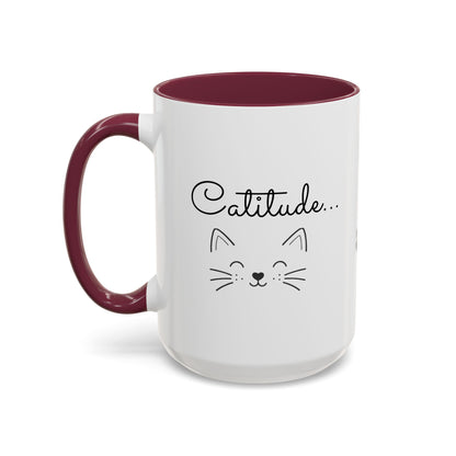 Minimalist Cat Design Color Accent Mug - Catitude - 'Purr More Hiss Less' (Additional Colors)