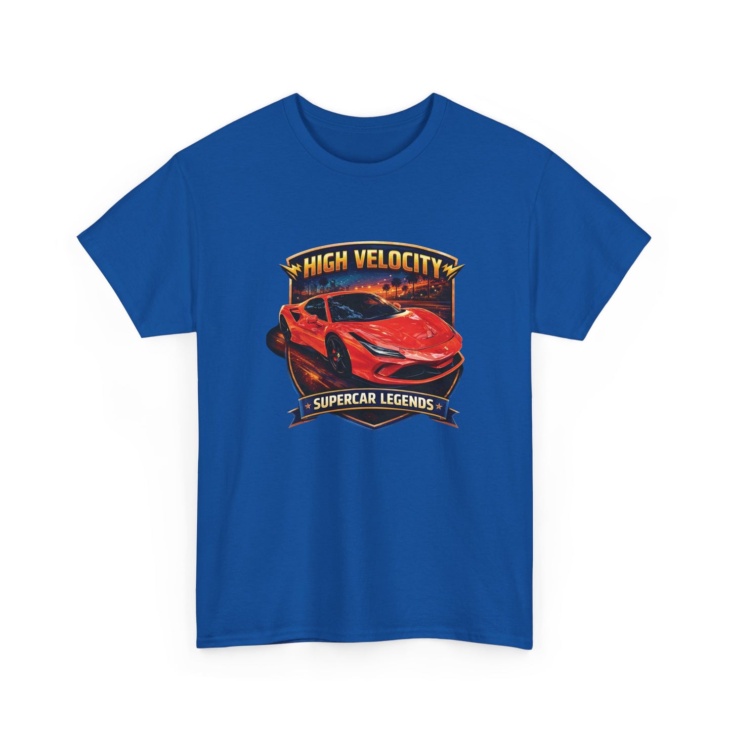 Adult Unisex Orange/Red 'High Velocity' Sportscar Theme Supercar Legends Series Graphic T-Shirt (Additional Colors)