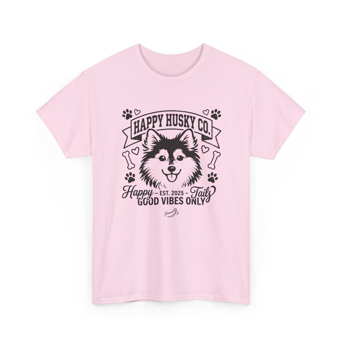 Unisex Adult Happy Husky Co. 'Happy Tails, Good Vibes Only' Graphic Tee (Additional Colors)