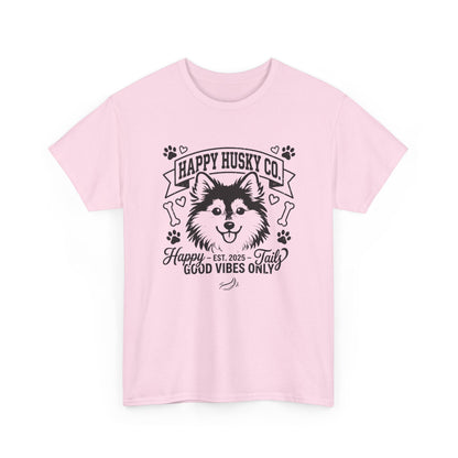 Unisex Adult Happy Husky Co. 'Happy Tails, Good Vibes Only' Graphic Tee (Additional Colors)