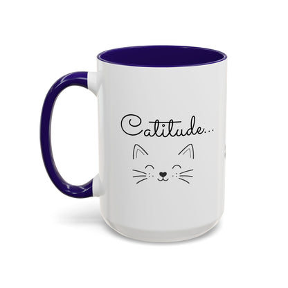 Minimalist Cat Design Color Accent Mug - Catitude - 'Purr More Hiss Less' (Additional Colors)