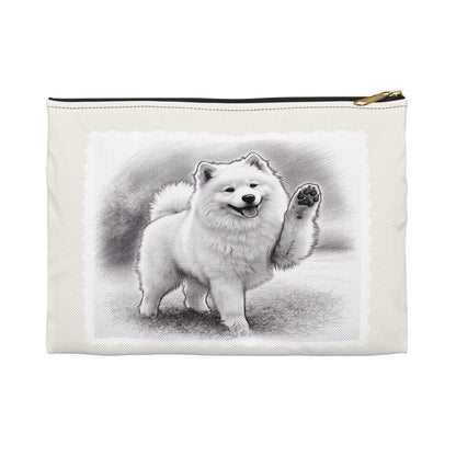 Samoyed Dog Accessory Pouch – Cute Waving Pup Zipper Bag for Phone, Makeup & Travel (Additional Size)