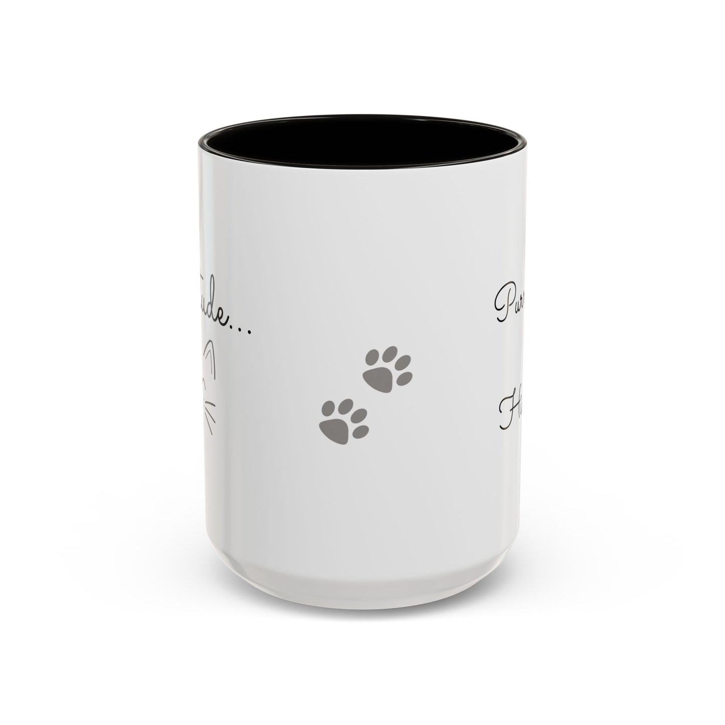 Minimalist Cat Design Color Accent Mug - Catitude - 'Purr More Hiss Less' (Additional Colors)