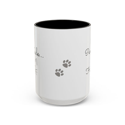 Minimalist Cat Design Color Accent Mug - Catitude - 'Purr More Hiss Less' (Additional Colors)