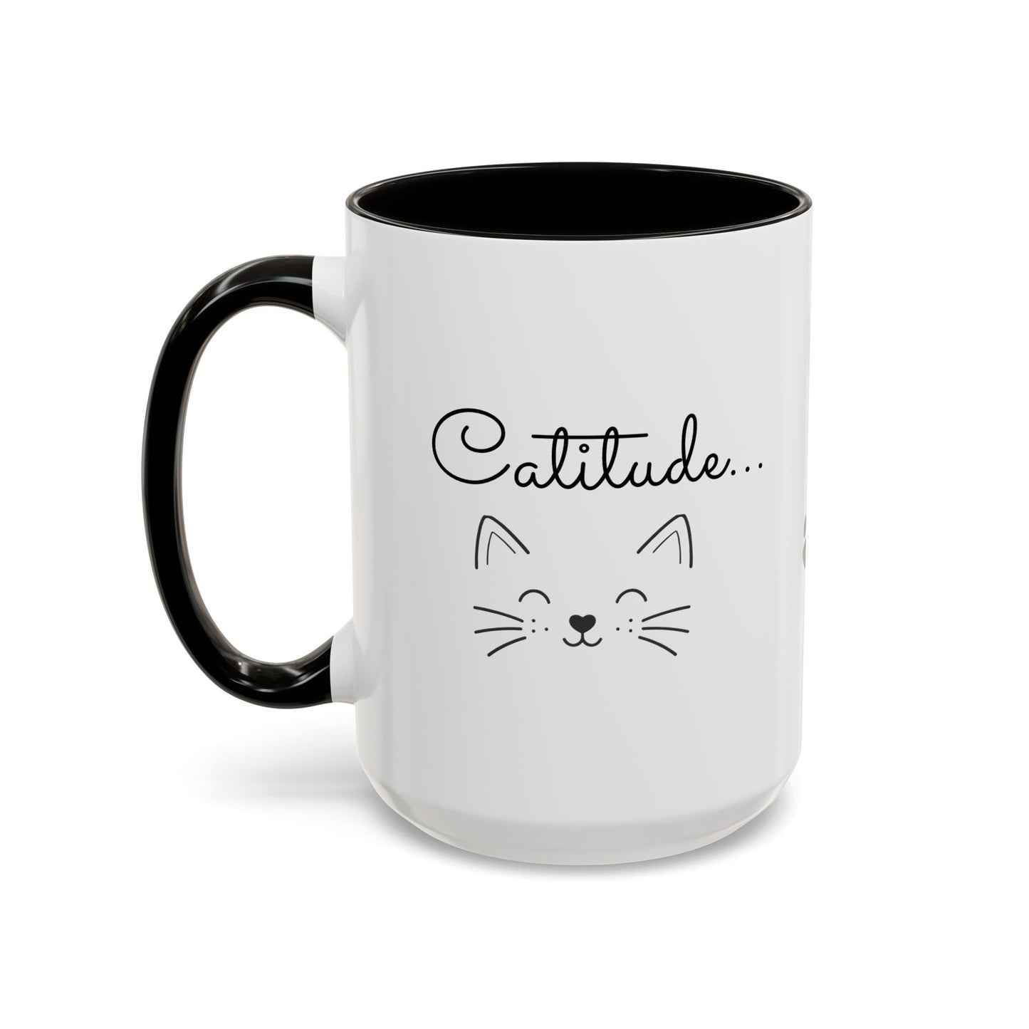 Minimalist Cat Design Color Accent Mug - Catitude - 'Purr More Hiss Less' (Additional Colors)