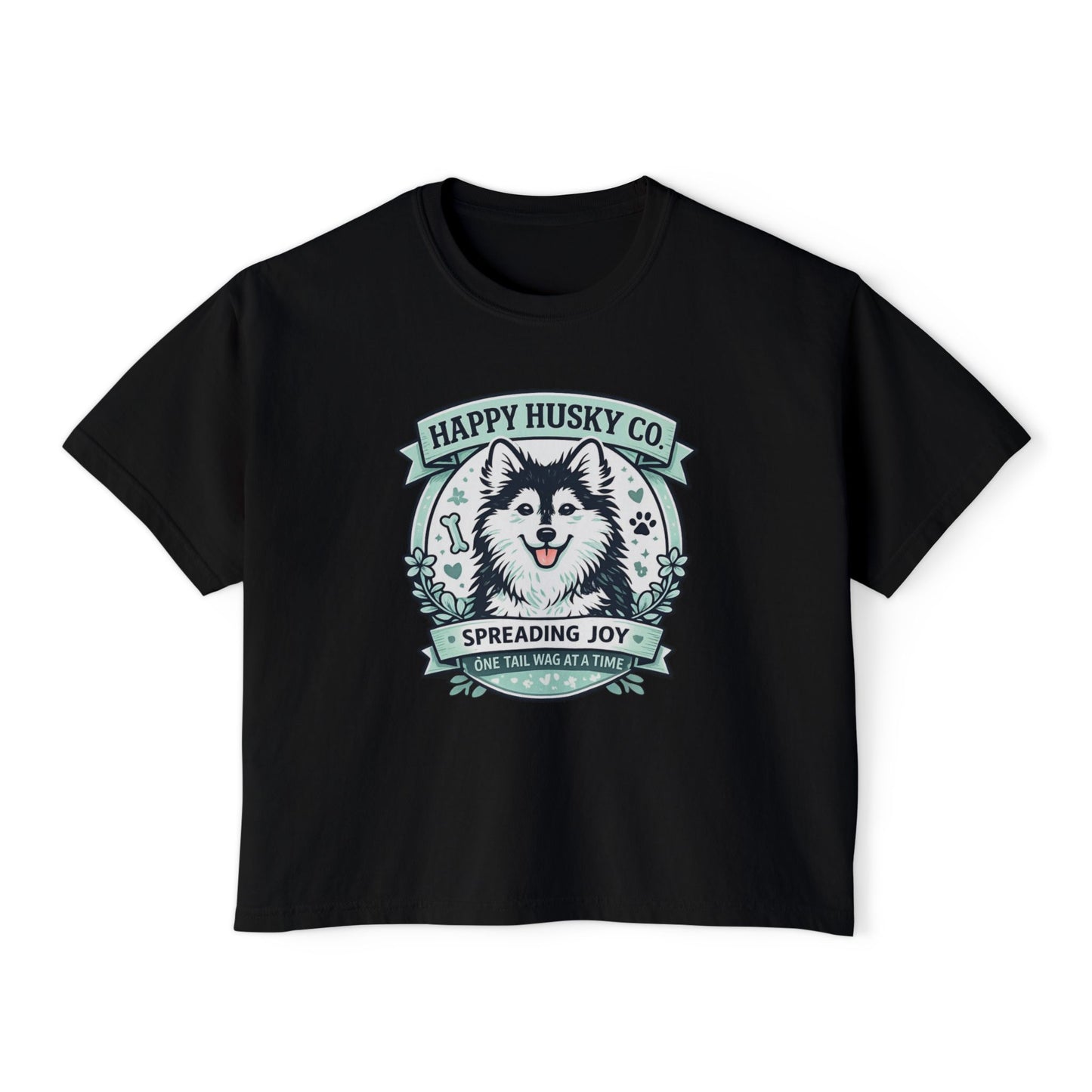 Happy Husky Co. 'Spreading Joy One Tail Wag At A Time' Women's Boxy Tee (Additional Colors)