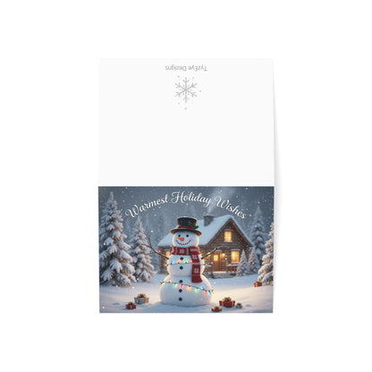 Holiday Snowman Greeting Cards — "Warmest Holiday Wishes" (Envelopes Included, Single or Pack of 10/30/50)