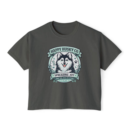 Happy Husky Co. 'Spreading Joy One Tail Wag At A Time' Women's Boxy Tee (Additional Colors)