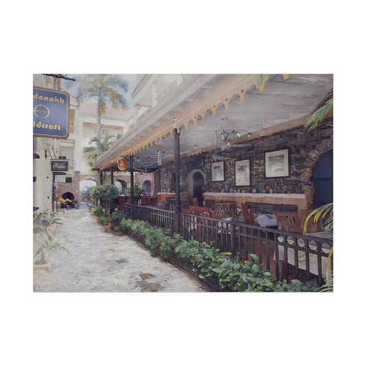 Textured Watercolor-Style Matte Serene Street Scene Art Print