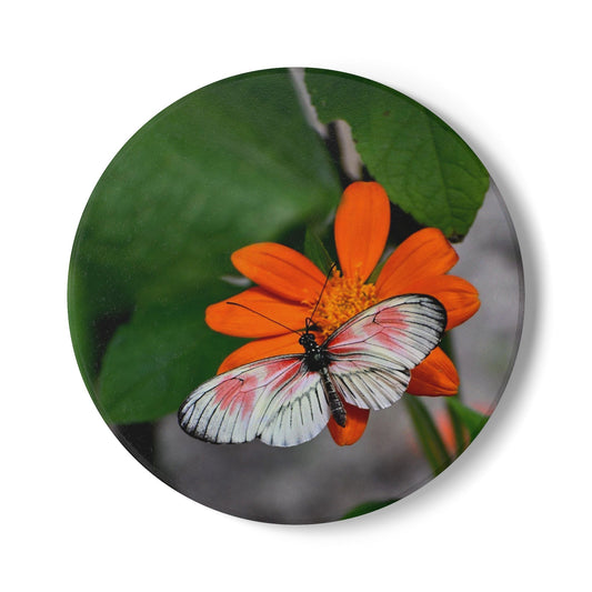 Nature-Inspired Botanical Butterfly Collectible Ceramic Coaster, 1 Piece