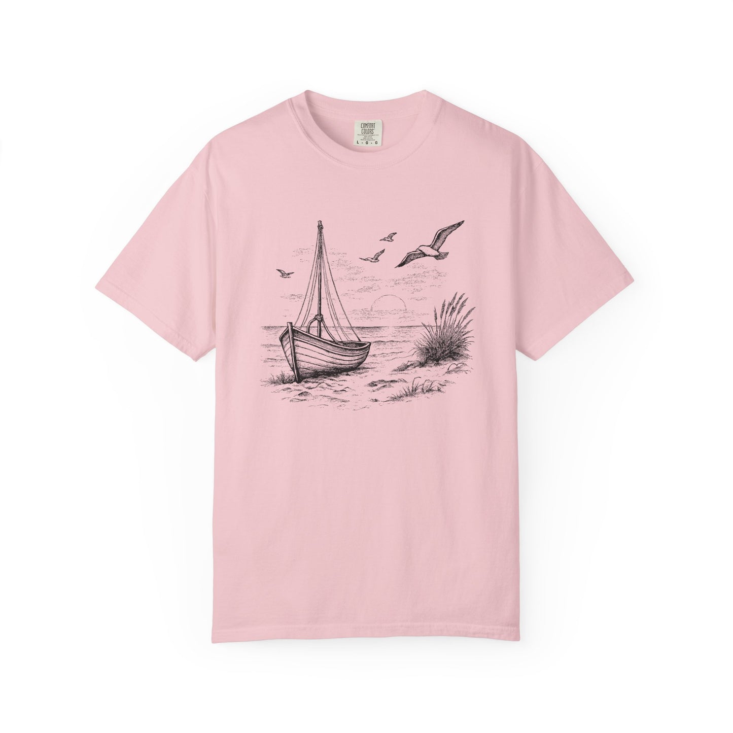Unisex Adult Sailboat Nautical Double-Sided Tee - 'Set Your Course by the Stars Not the Storm' Motivational Shirt (Additional Colors)