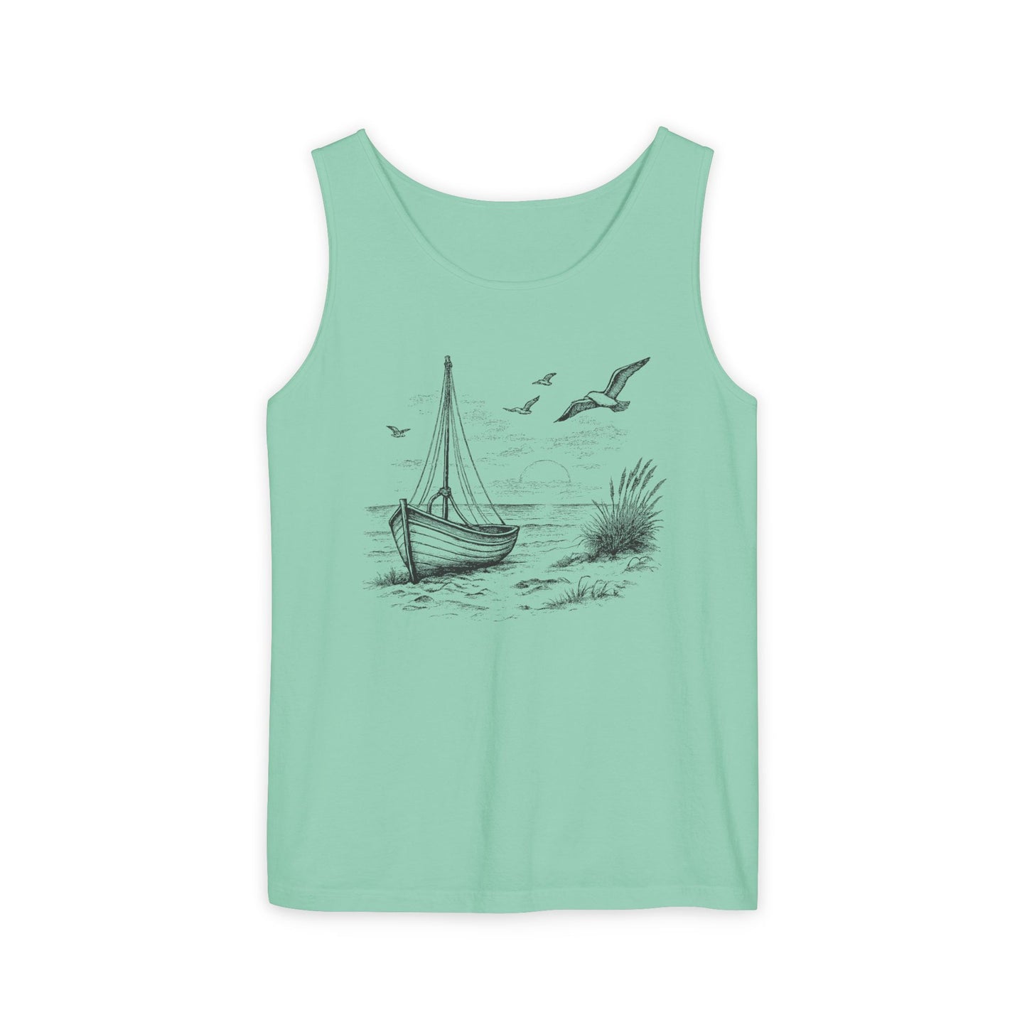 Unisex Adult Nautical Sailboat Tank Top — 'Set Your Course By The Stars, Not The Storm' Beach Graphic Tank (Additional Colors)