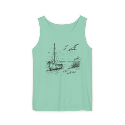 Unisex Adult Nautical Sailboat Tank Top — 'Set Your Course By The Stars, Not The Storm' Beach Graphic Tank (Additional Colors)