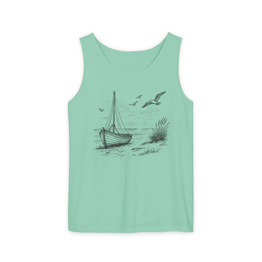 Unisex Adult Nautical Sailboat Tank Top — 'Set Your Course By The Stars, Not The Storm' Beach Graphic Tank (Additional Colors)