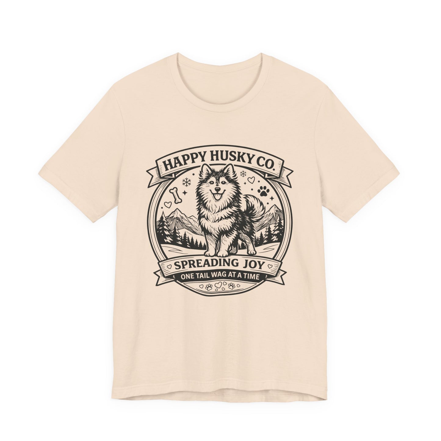 Unisex Happy Husky Co. Design T-Shirt — 'Spreading Joy One Tail Wag At A Time' Graphic Tee (Additional Colors)