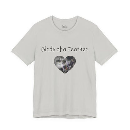 Adult Unisex Heart-Shaped 'Birds of a Feather' Two Doves & 'Two Hearts One Branch' Double-Sided Graphic Tee (Additional Colors)