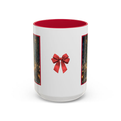 NYC Rockefeller Center Christmas Tree Red Accent Mug (11oz & 15oz)